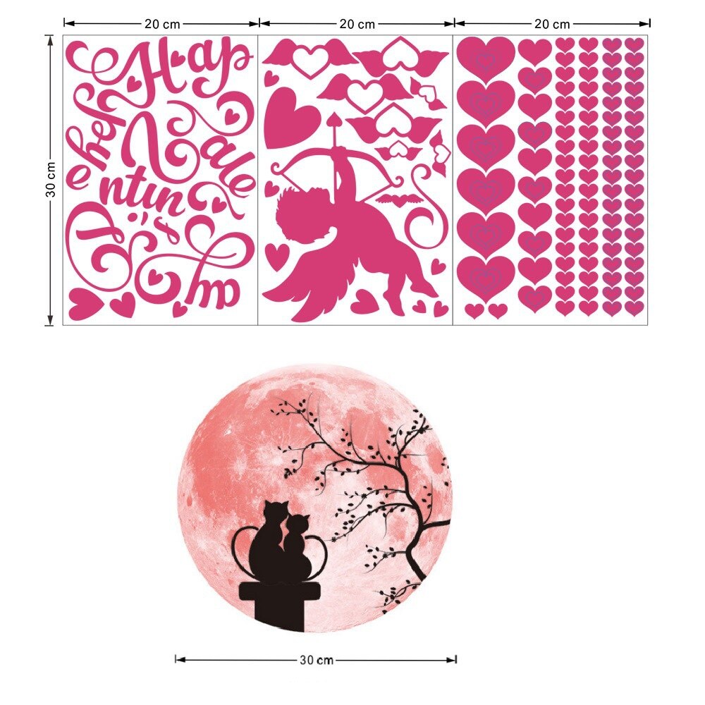 Autocollants fluorescents pour Couples, lettres d'amour qui brillent dans la nuit, pour de saint-valentin: love letters B