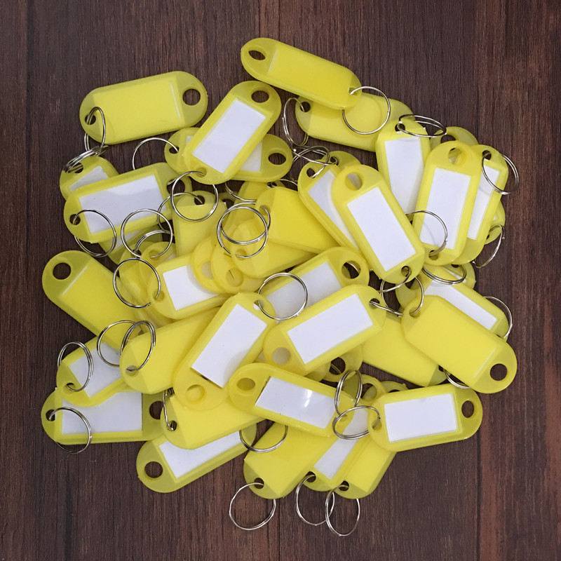 5PCS Colour Plastic Key Card Badge Key Holder Keychain Organizer Luggage ID Label Key Rings Name Cards: Yellow