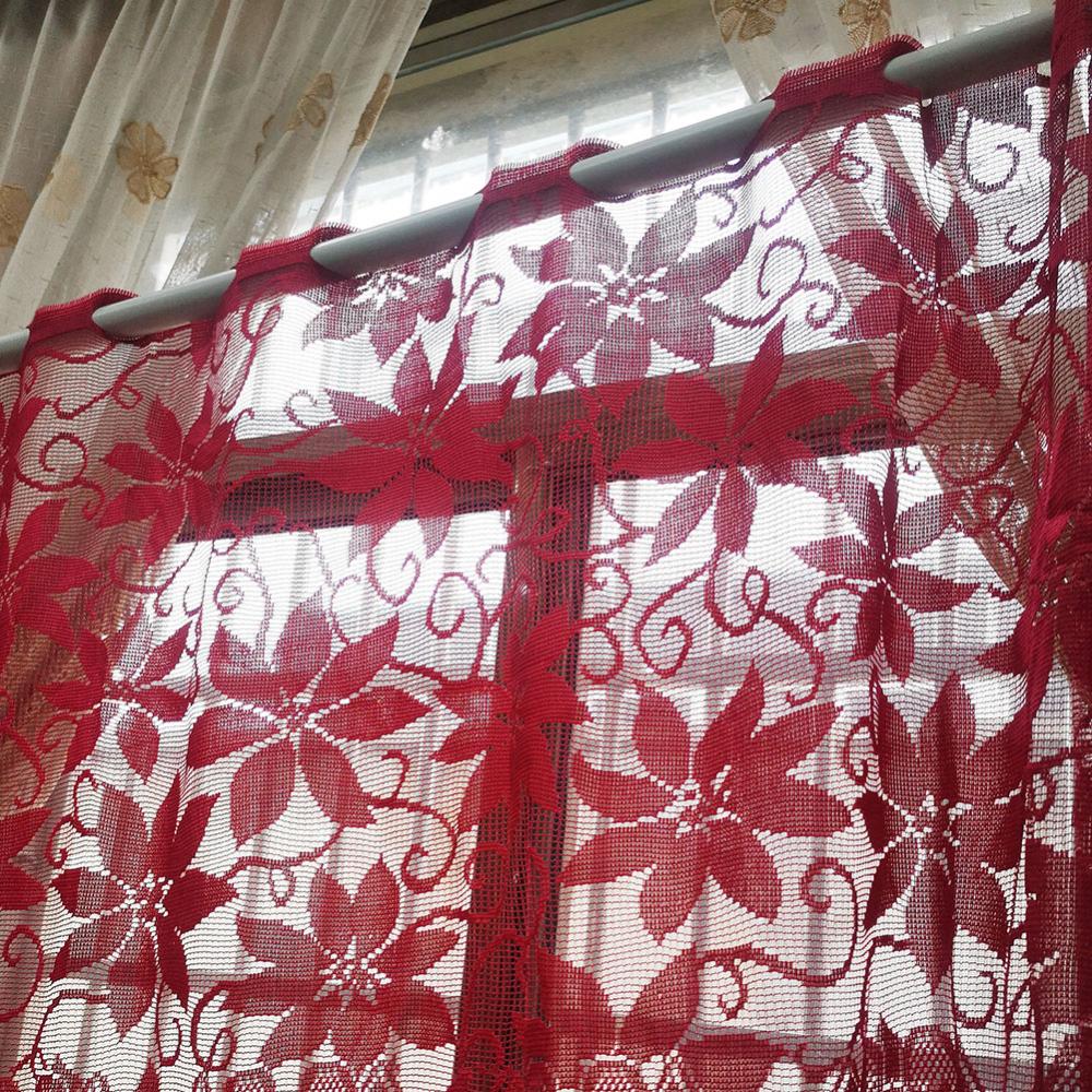 Rideaux Rouges 15 Ft Delong Rideau court en dentelle rouge, 200x50cm, maille i... – Grandado
