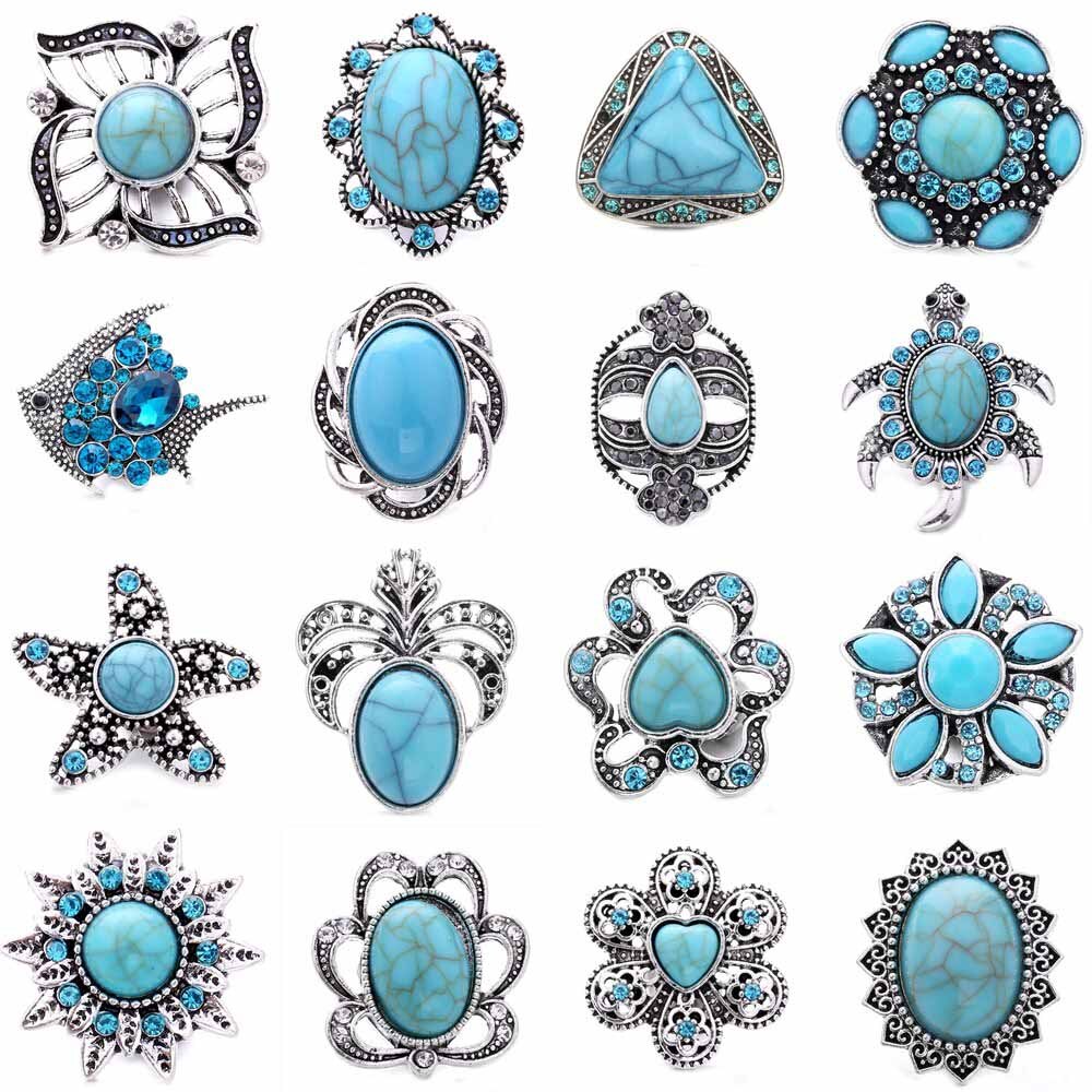 Botones a presión Vintage para mujer, cuentas de joyería, flor de 18mm, botones a presión de Metal, collar a presión de 18mm, 5 unids/lote