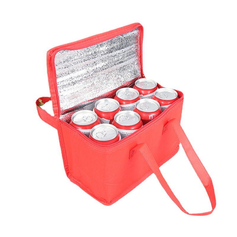Geïsoleerde Thermische Koeltas Koele Lunch Voedingsmiddelen Drankje Dozen Drink Storage Grote Vierkante Gekoeld Tassen Zip Picknick Aluminiumfolie Voedsel tassen: Red 28X14X17