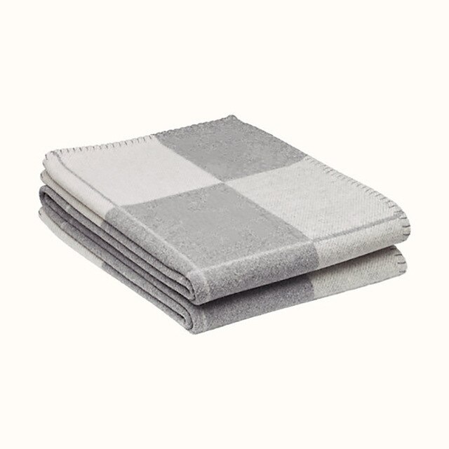 Couverture Plaid H en cachemire tricotée, châle en laine douce, châle, Portable et , canapé-lit, polaire, Cape de , 135x170cm: Light grey blanket