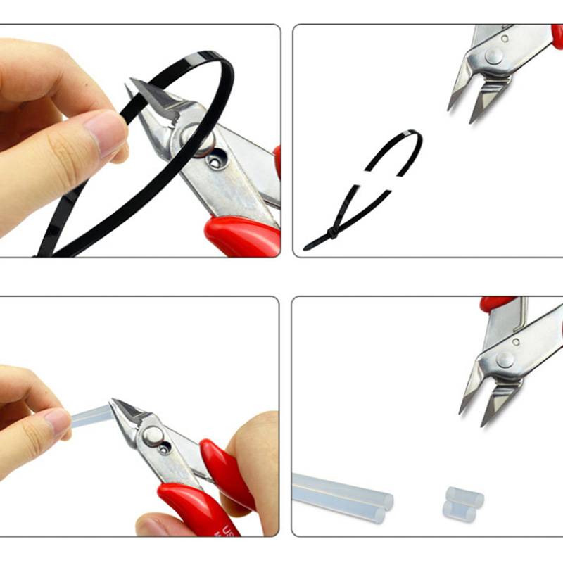 170 Stainless Steel Cutting Pliers Practical Wire and Cable Cutting Flat-nose Pliers DIY Trimmer Bevel Cutter Red hand tool