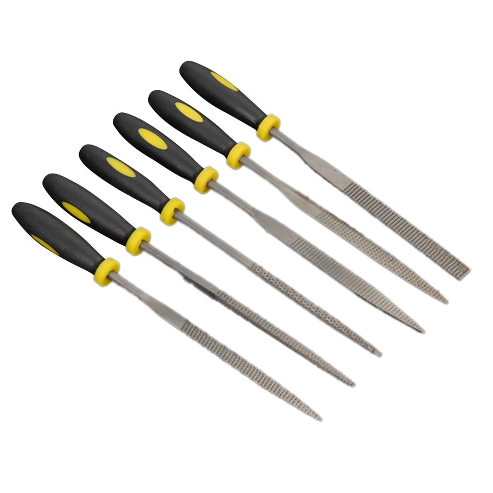 6PCS Mini Assorted Hand File Wood Rasp Set with Rubber Handle carbon tool steel Rasp File For mahogany hardwood grinding