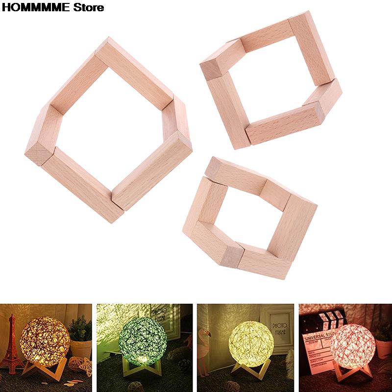 Hout Beugel Maan Vormige Lamp Holder Ball Effen Vormige Licht Stand Base Fittings L M S