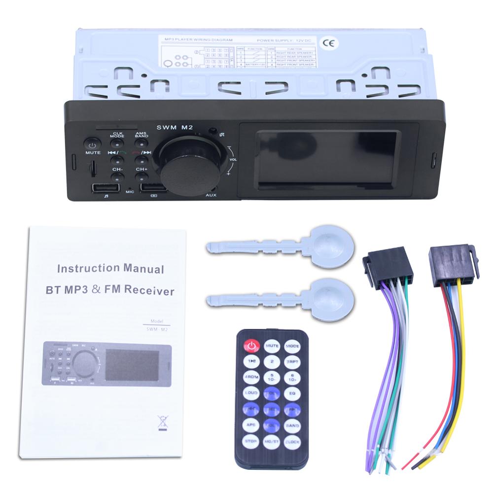 Bilstereo 1 din  mp3 spelare fm musikspelare bluetooth musik radio 4.0 tf aux dubbel usb laddning för ios / android host swm  m2