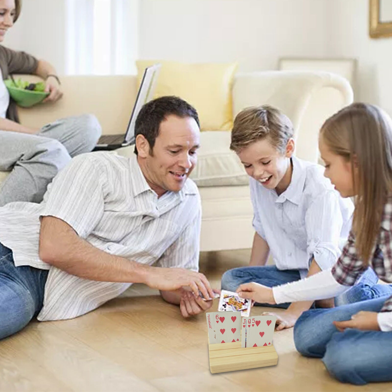 Home Playing Card Holder Decoration Panoramic Wooden Card Holder Playing Card Wooden Display Table Board Game Card Accessorie