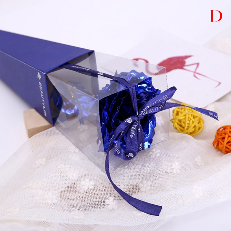 24k Gold Foil Rose Flower Long Stem Golden Dipped Flower Handcrafted Handmade Rose Flower Valentine's Day: Blue