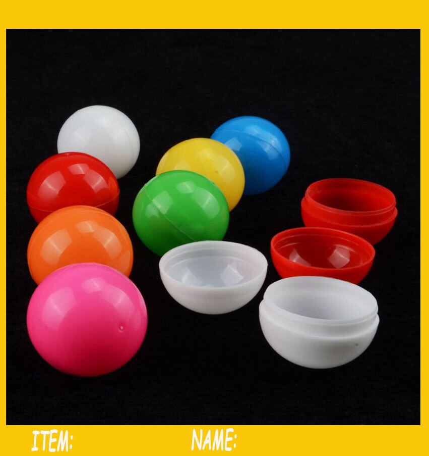 40mm Solid Colored Plastic Capsules For Vending Empty Plastic Toys Ball For Lottery Draw 100pcs/Lot Wedding Suprise Ball