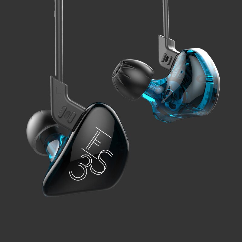 Kz  es3 1dd+1ba hifi sport in-ear øretelefoner dynamisk driver støjreducerende headset erstatningskabel  zs10 es4 zs3 ed12 zst zsn