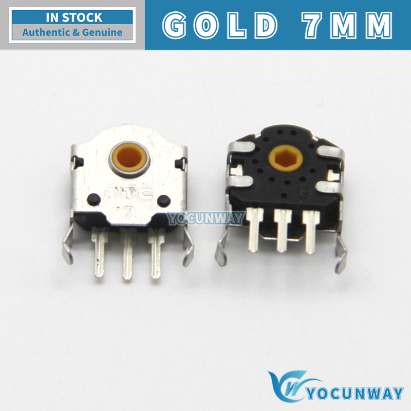 TTC 7-8-9-10-11-12-13-14-15-16mm Rotary Mouse Scroll Gold Wheel Encoder With 1.74mm Hole Mark,20-40g Force For PC Mouse