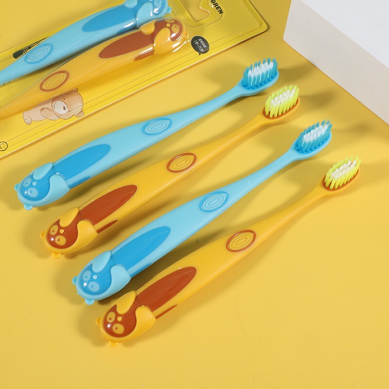 2 pçs bonito crianças dos desenhos animados urso escova de dentes cerdas macias escova de dentes para crianças limpeza oral cuidados para 3-12y