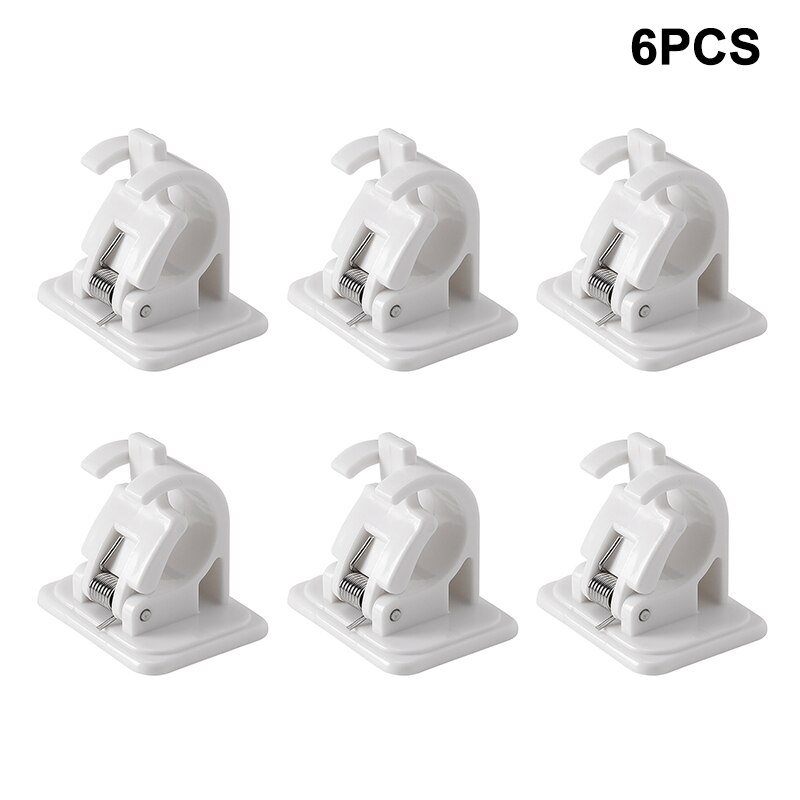 2/4/6pcs Nail-free Adjustable Rod Bracket Holders Self-adhesive Wall Brackets for Home Bathroom: 6pcs
