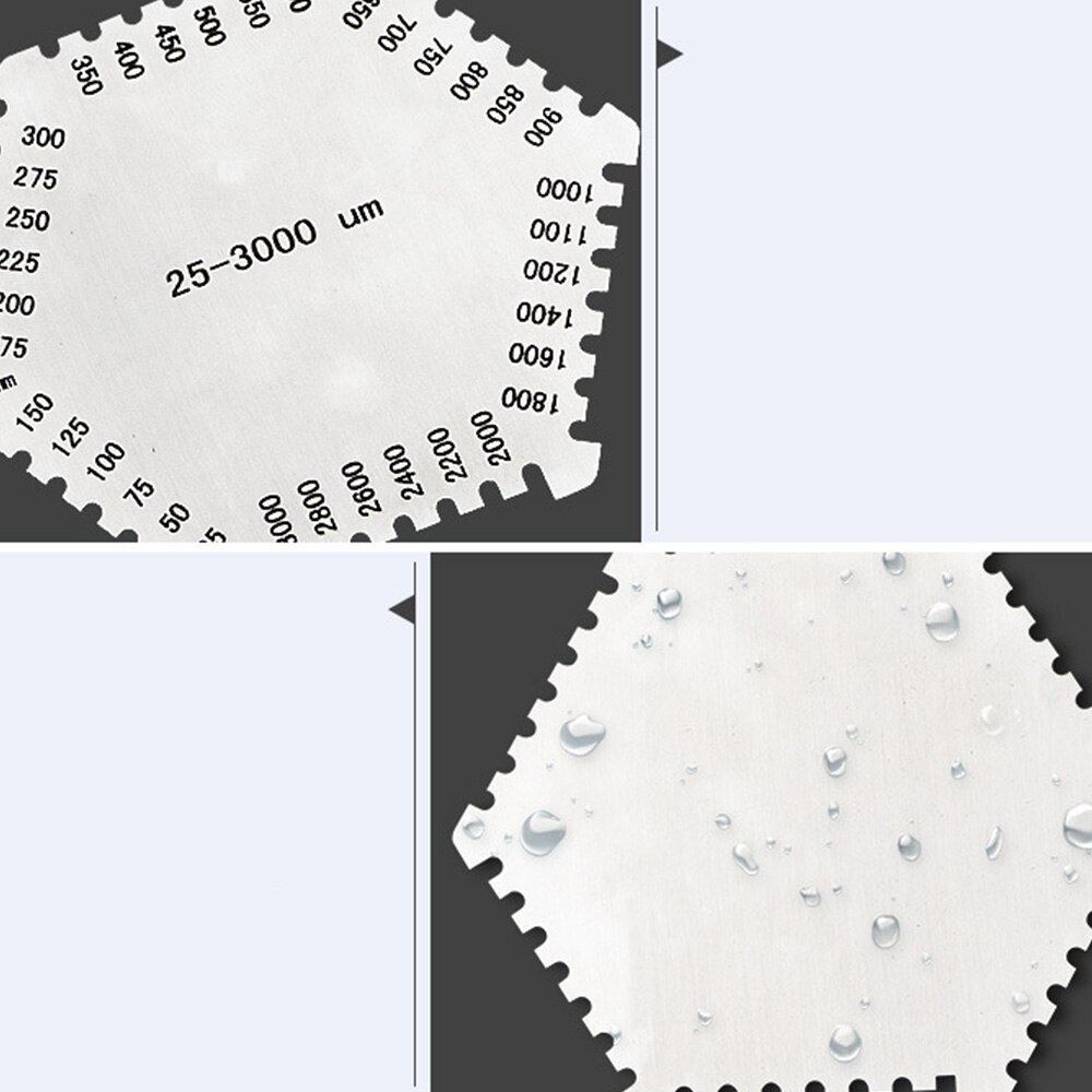 Wet Film Card Stainless Steel Products High-Precision Measuring Tools 25-3000um Supplies Hexagon Wet Film Comb