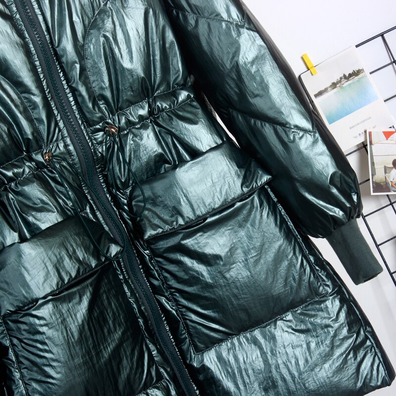 Winter dames lange witte eendendonsjas met opstaande kraag, damesmodel, warme, waterdichte en winddichte jas, grote maten