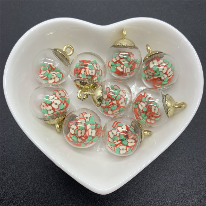 5 teile/los 16mm Mini Glas Flaschen Mit Obst Ton Charms Anhänger Perlen Für Schmuck Machen DIY Ohrring Charme: Rot