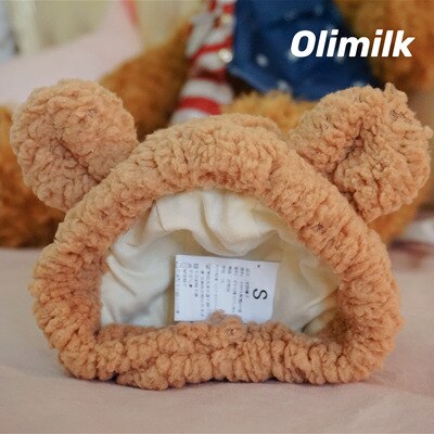 A cute bear pet hat pet dog cat hat dress up headdress puppy cat cosplay costume decoration hat: brown / M