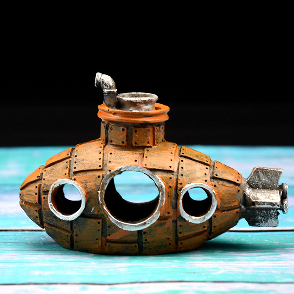 Fish Tank Resin Submarine Decoration Small Fish Hiding House Landscape Submarine Breeding Tank Ornaments Aquarium Supplies