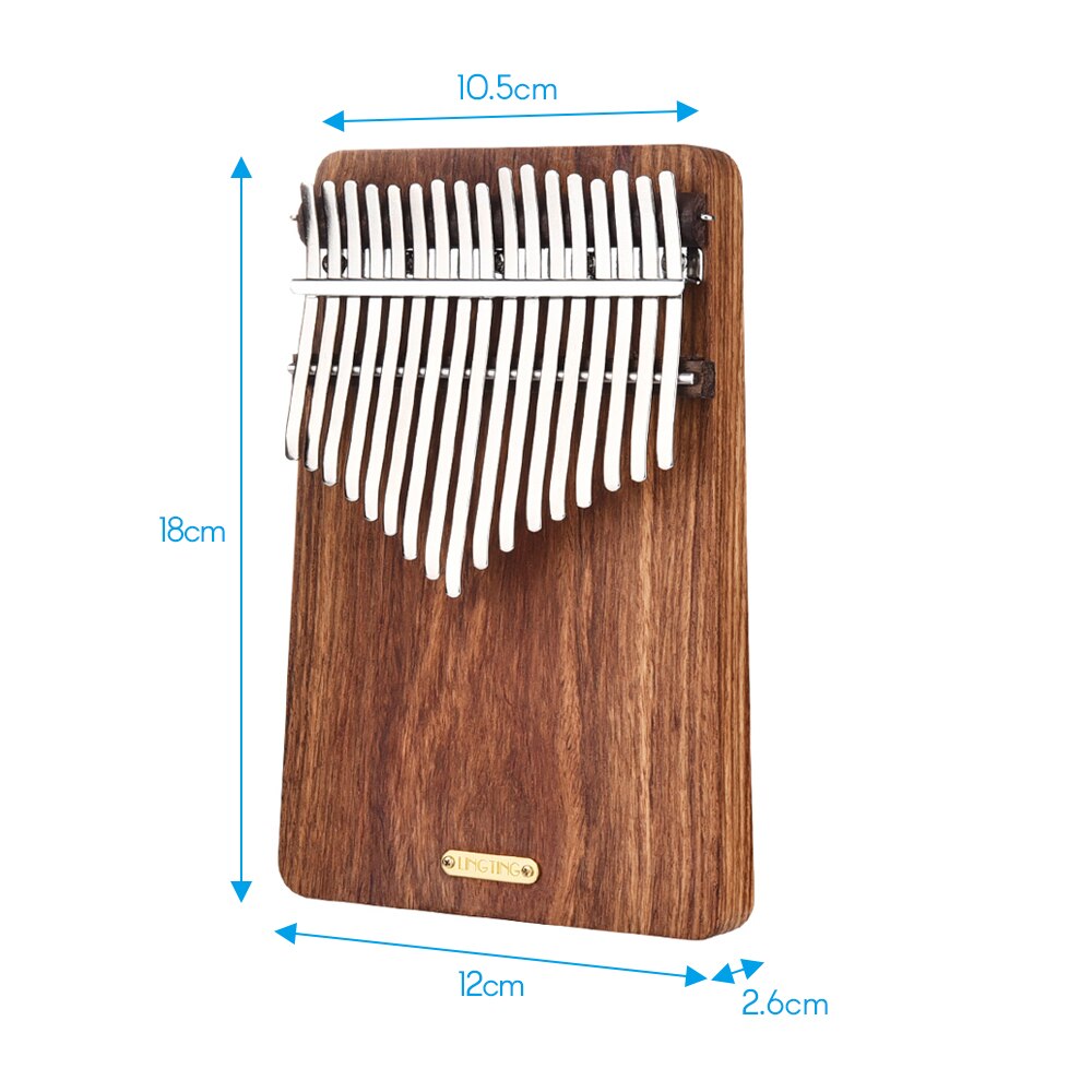 LINGTING K17P 17-key Portable Thumb Piano Kalimba Mbira Sanza Solid Wood Material with Case Stickers Tuning Hammer Pickup