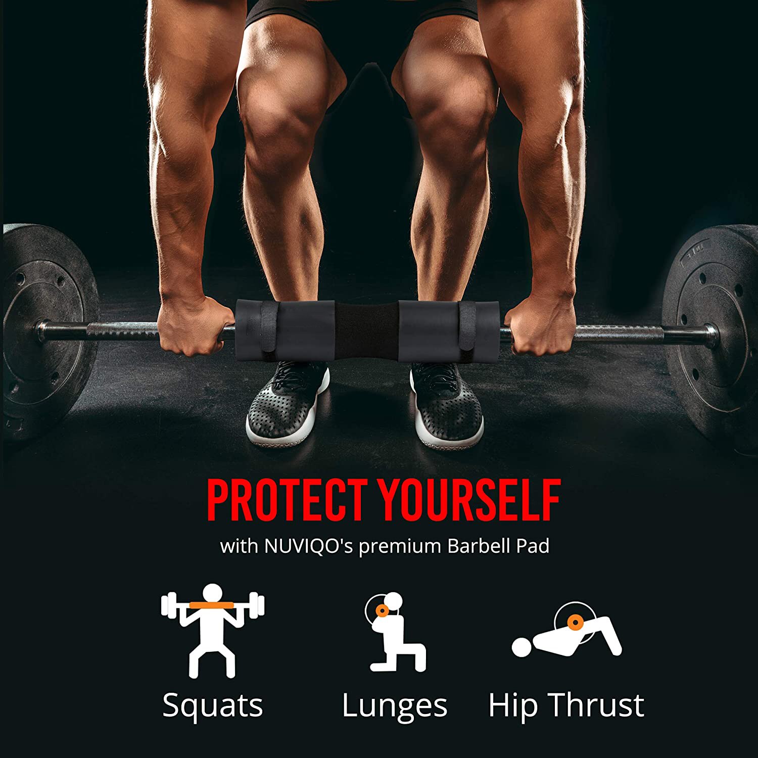 Almohadilla para sentadillas, mancuerna con correas de fijación, Protector para cuello y hombros, equipo de gimnasio para culturismo, levantamiento de pesas