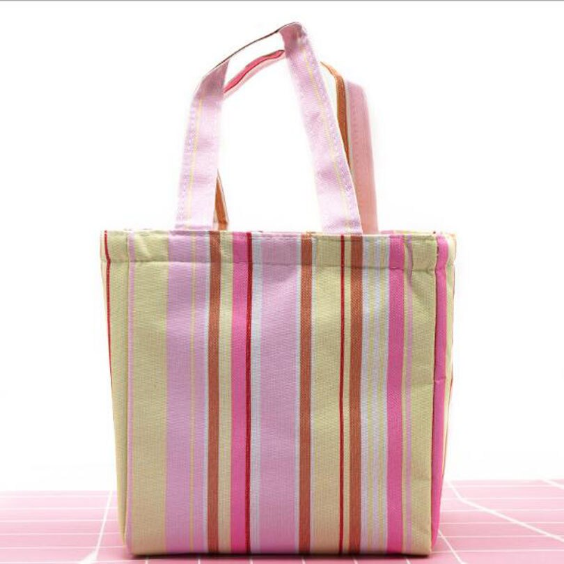 Waterproof Lunch Bag for Women kids Men Cooler Lunch Box Bag Striped Tote canvas lunch bag Insulation Package Portable