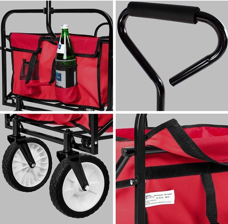 69*13.5*55cm Foldable Garden Trolley Cart Tool Handcart Transport Trolley 4 Wheel Pull Along Wheelbarrow Garden Tools HWC