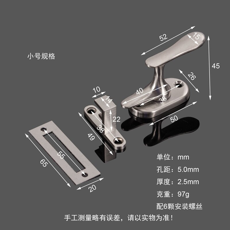 1Pcs Stainless Steel Door Bolts Wood Window Latch Bathroom Door Lock Latch(Small)