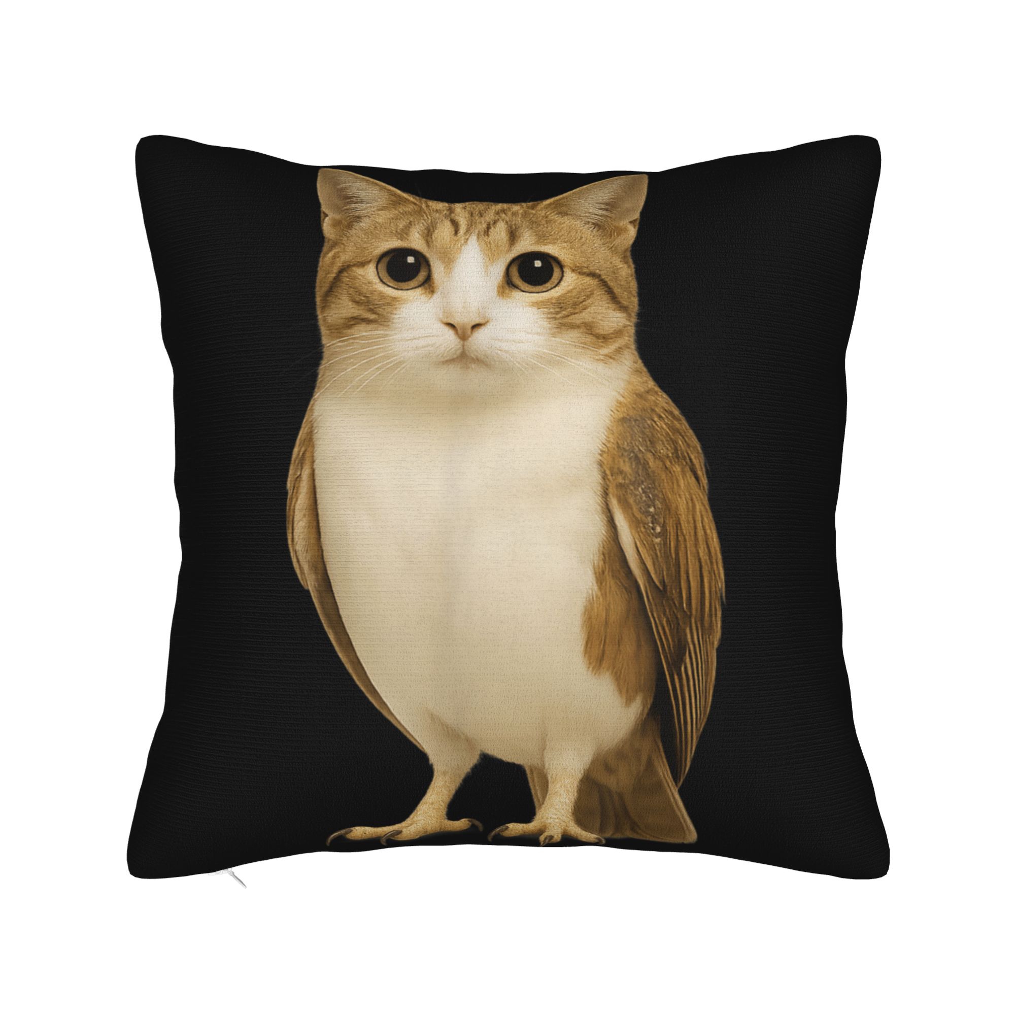 Grappige miauw meme kussenhoes kat uil meme brainrot zachte kussenhoes kussensloop voor bank, fauteuil, bed, woonkamer: Rood