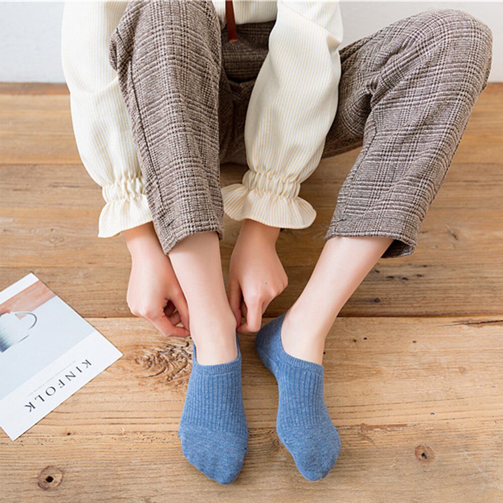 1 Pair Soft Women Socks Solid Color Shallow Mouth Breathable Comfortable Socks Women Cotton Non Slip Boat Cotton Socks
