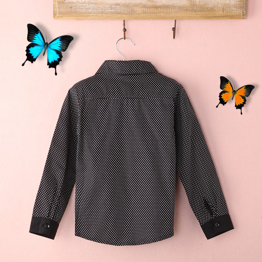 Chemise longues manches pour petits garçons | Chemise à pois, vêtements noirs, blancs, tendance