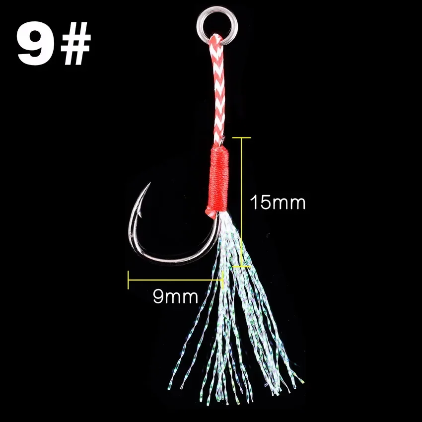 20 Stks/partij Vissen Lokken Langzaam Jigging Vissen Cast Jigs Assist Haak Prikkeldraad Enkele Jig Haken Draad Veer Pesca Hoge Carbon staal: WHITE