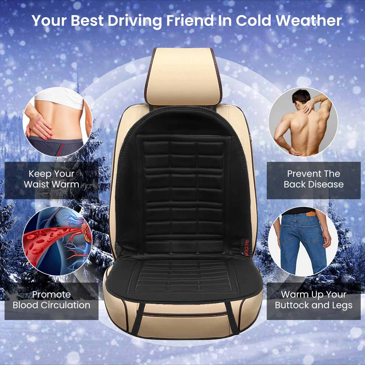 12V Verwarming Zitkussen Auto Front Elektrische Stoelverwarming Winter Seat Warmer Seat Pad Cover Temperatuur Gecontroleerde Snelle Verwarming
