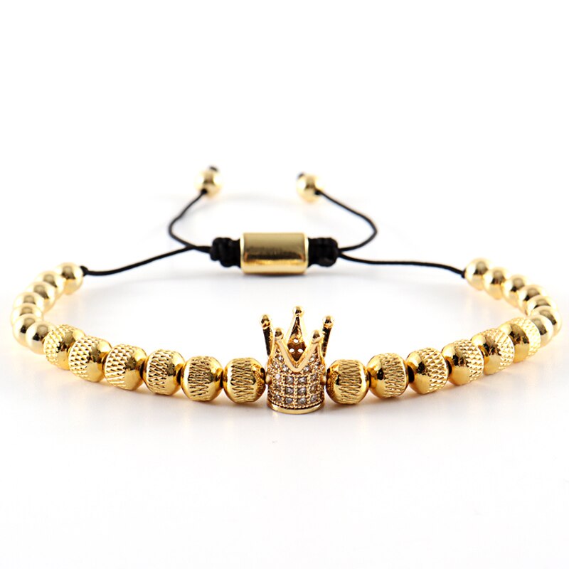 2022 Kroon Charme Armband Mannen Eenvoudige Klassieke Verstelbare Touw Handgemaakte Weave 6Mm Bead Armband Voor Mannen Sieraden: 5