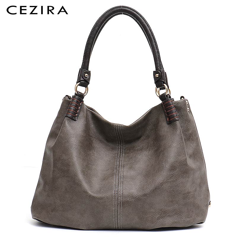 Causale Grote Vrouwen Pu Lederen Schoudertassen Effen Draad Hobo Vegan Lederen Tote Vrouwelijke Mode Handtassen Crossbody Tassen