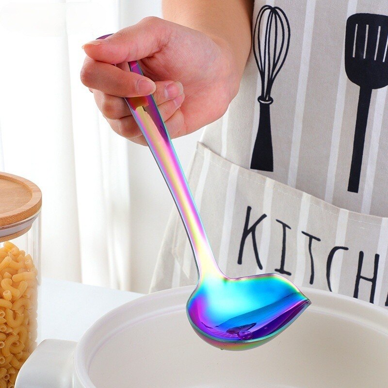 Cuillère à Sauce en acier inoxydable, cuillère à bec, petite louche à soupe, cuillère à huile, outil de cuisine