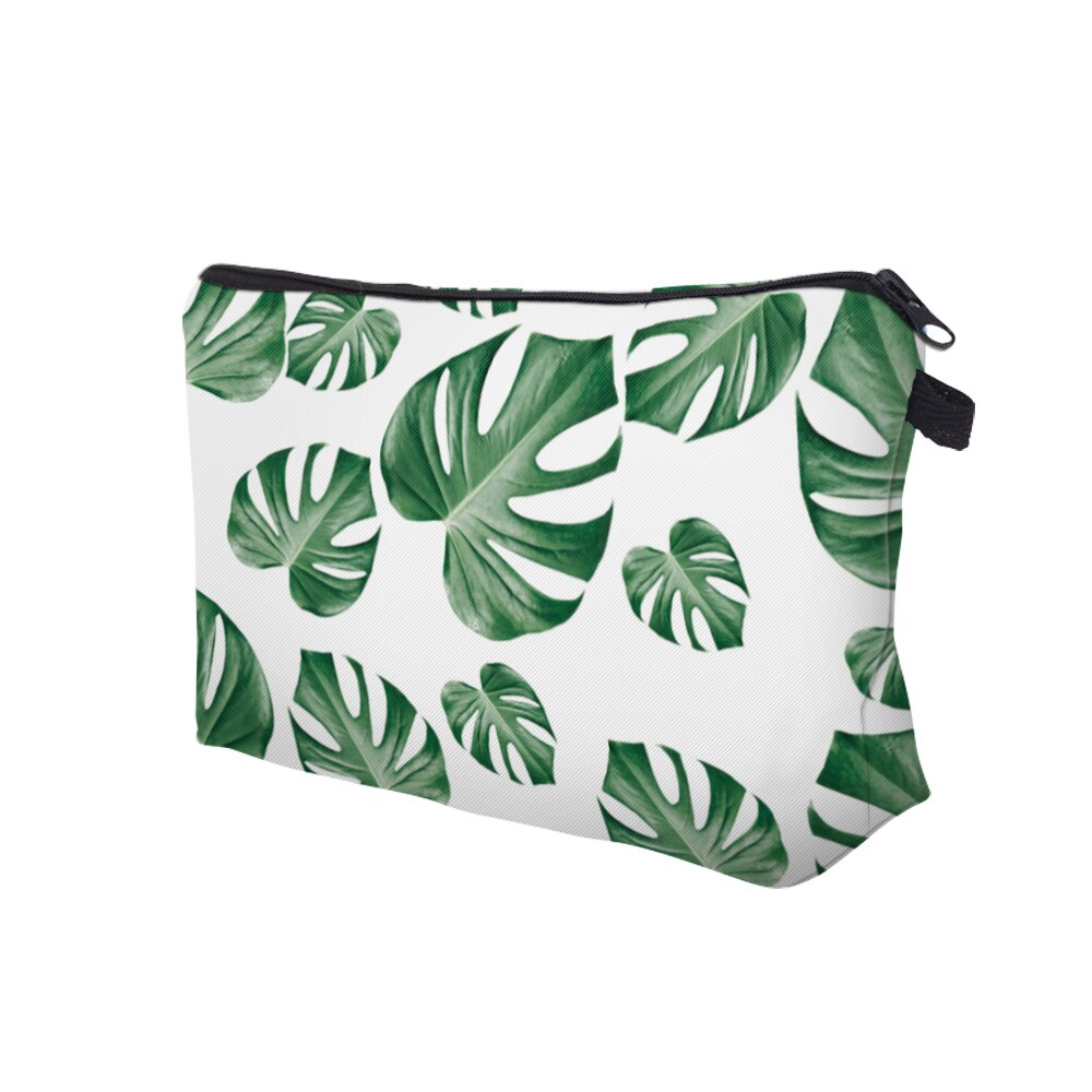 GABWE Style Tropical palmier vert feuilles imprimé frais sac de maquillage cosmétique pour les femmes Kosmetyczka Neceser Maquillaje