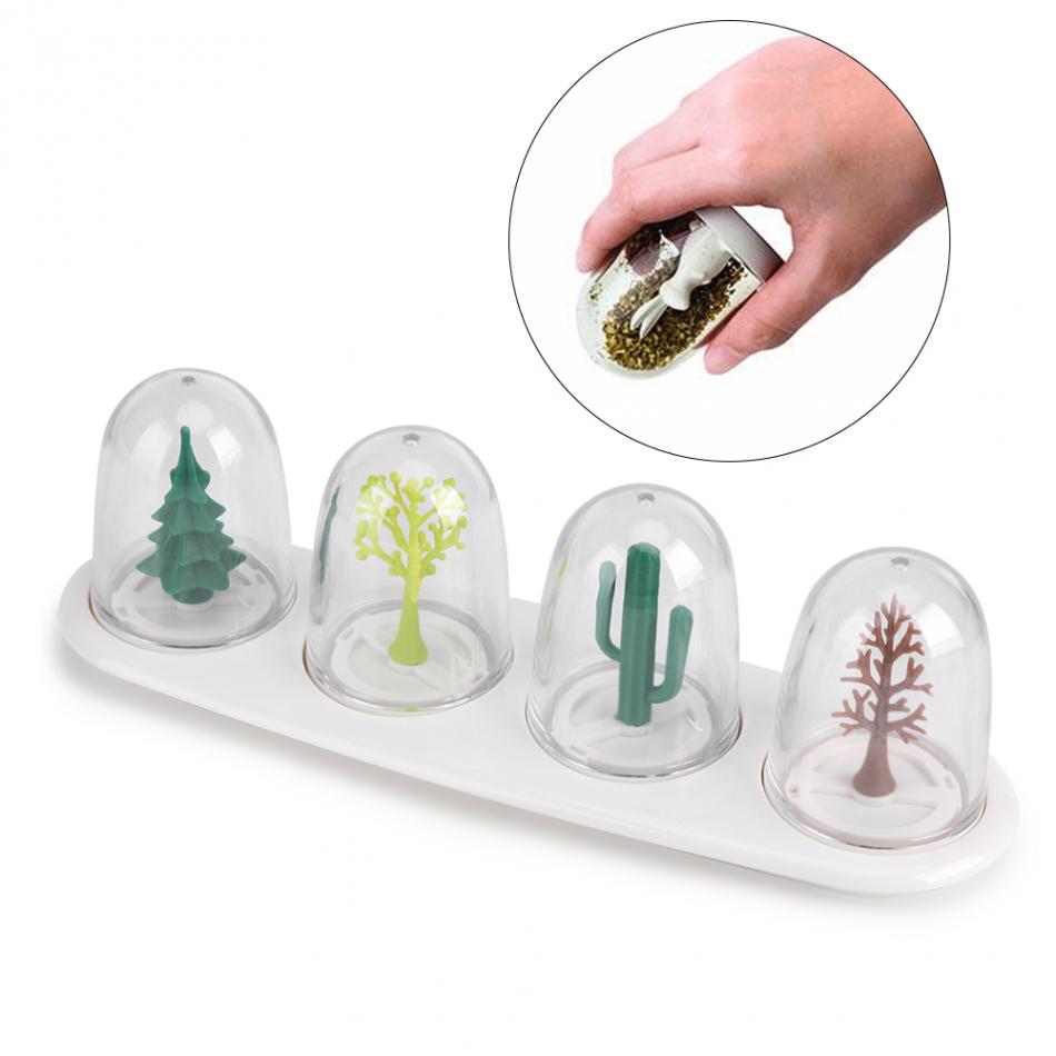 Four Seasons Plant Spice Jar 4 pcs/set Animals Seasoning Bottle Salt Sugar Pepper Shaker Cooking Tools Kitchen Supplies