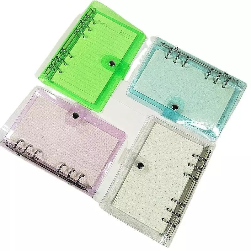 A5A6A7 New Arrival lśniąca okładka Notebook przezroczysty pcv okładka notesu luźny pamiętnik cewki pierścień Planner Waterproo