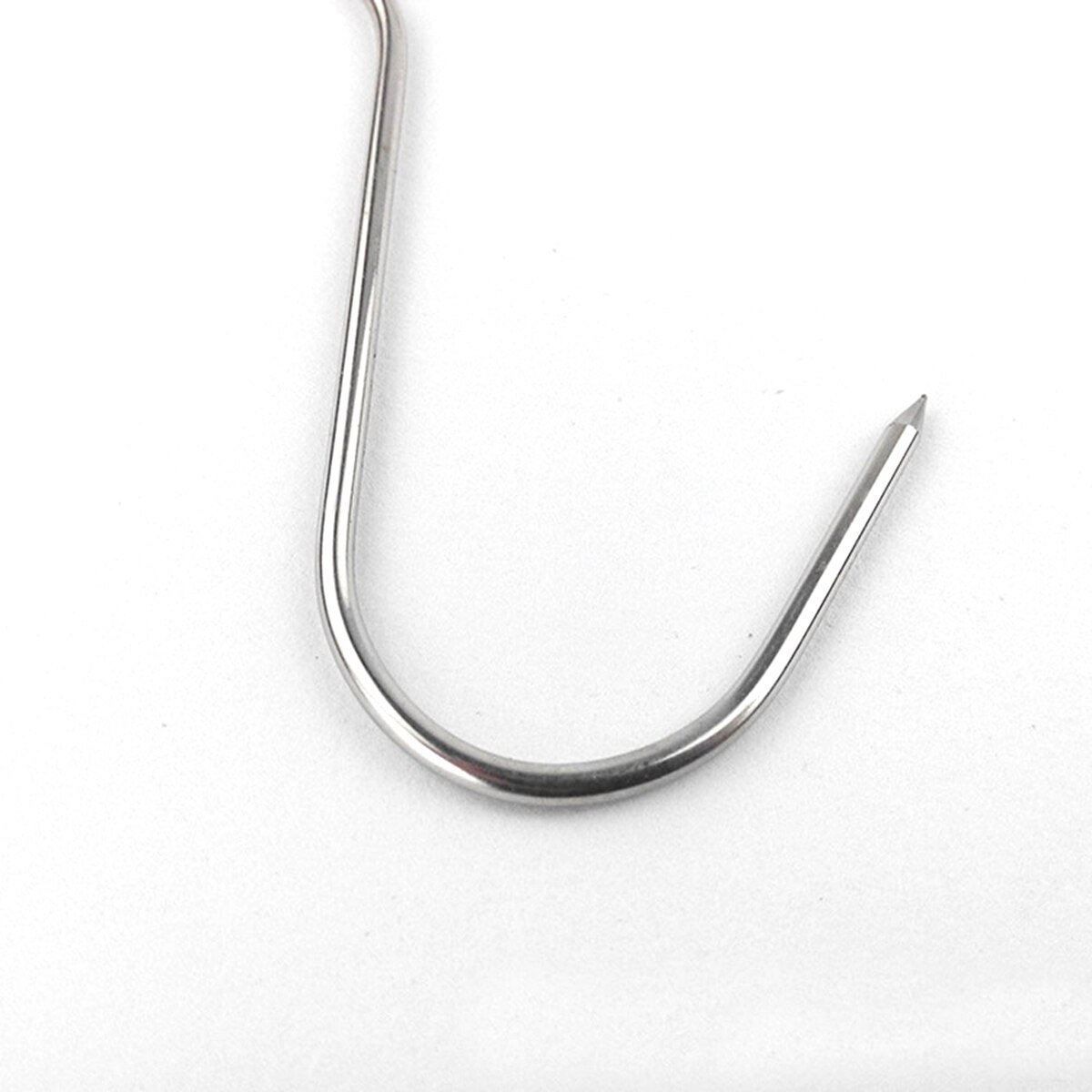 10Pcs 12/15cm Long Pointed S Hooks Rack Butcher Meat Stainless Steel Hanger Kitchen Hooks Bacon Sausage BBQ Tools