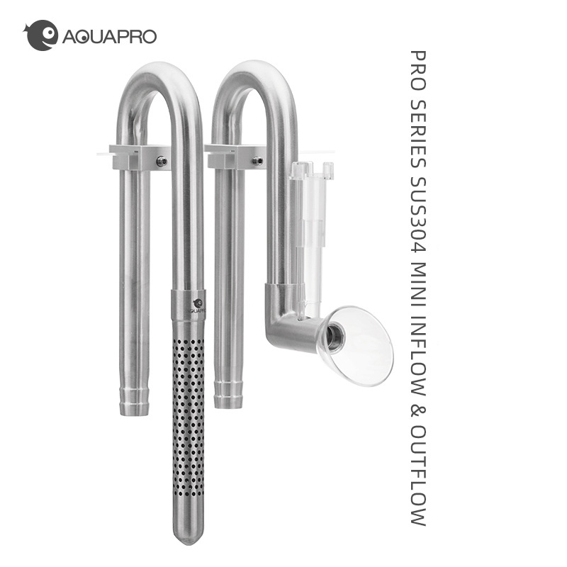 AQUAPRO-Mini tubos de espumadera de entrada y salida de acero inoxidable, filtración de peces y camarones, accesorios para acuario, filtro de salmuera Akvarium y camarones