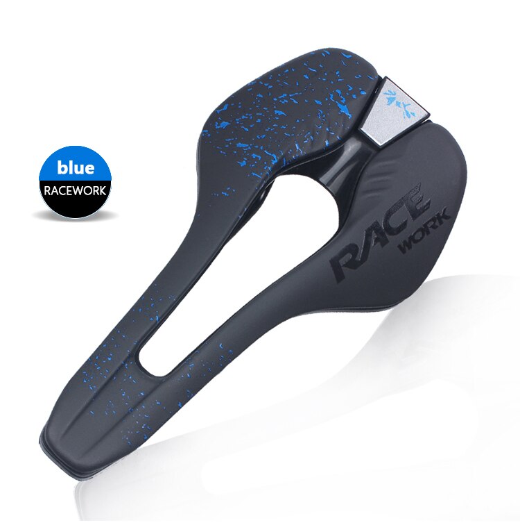 Asiento de bicicleta de montaña cómodo para hombre, sillín abierto de triatlón, cojín hueco, piezas de ciclismo: Blue
