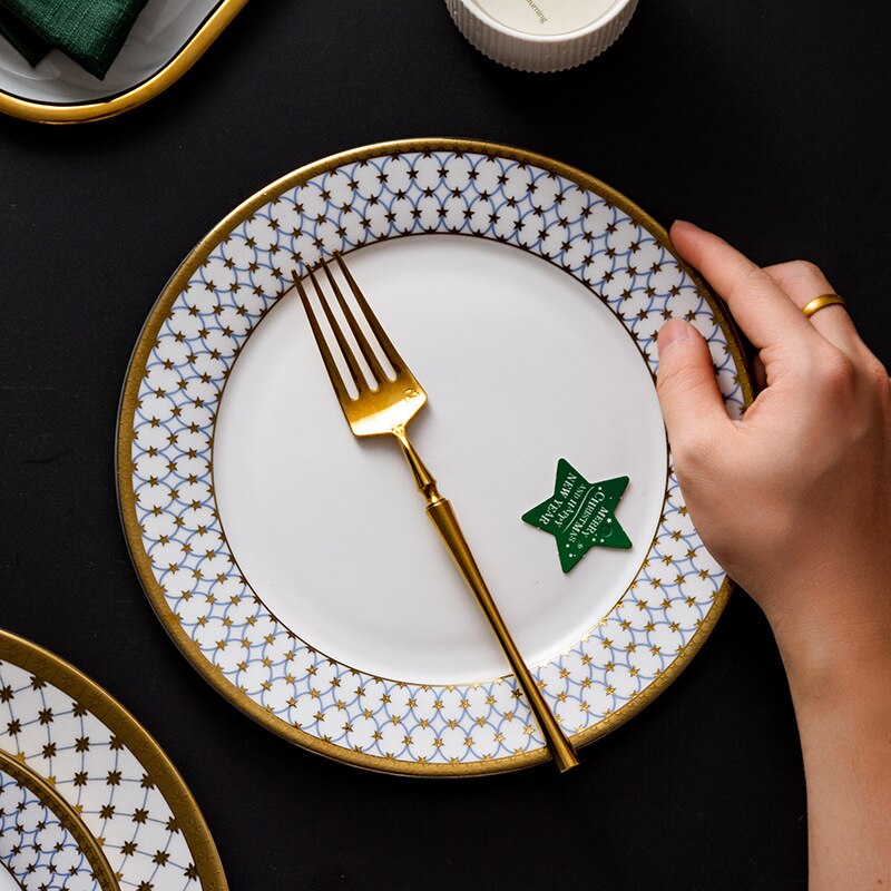 Keramik Gold platte Obst salat Sushi Nachtisch platte weihnachten platten und geschirr einstellen küche porzellan abendessen Geschirr setzt