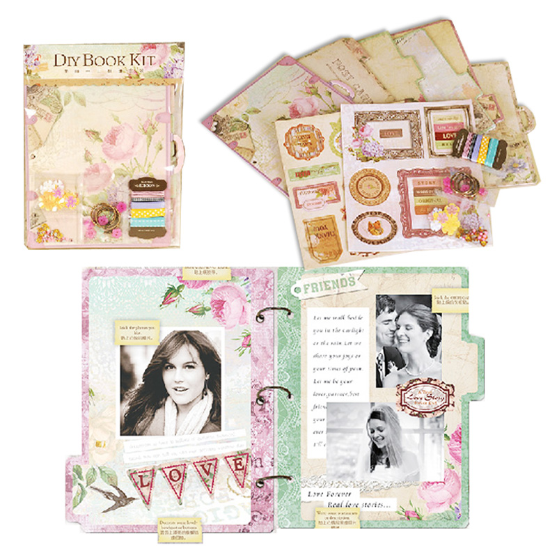 Vintage Travel Scrapbook Album Kit Retro Flower Scrapbooking Photo Album Set
