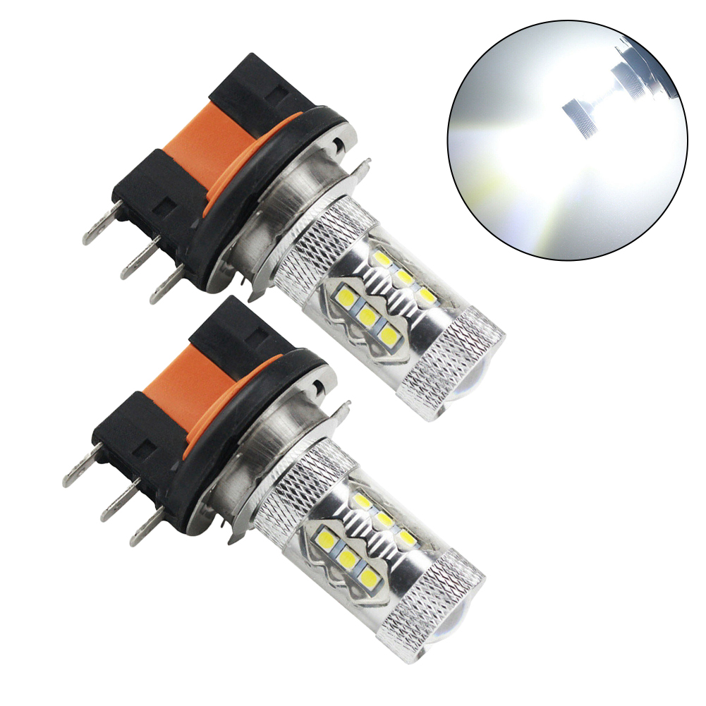 2 Stuks H15 Auto Led Koplamp Lamp Dc 12V-24V 80W 1100lm Voor Trx420 Trx500 6500K Wit Auto Lamp Mistlamp