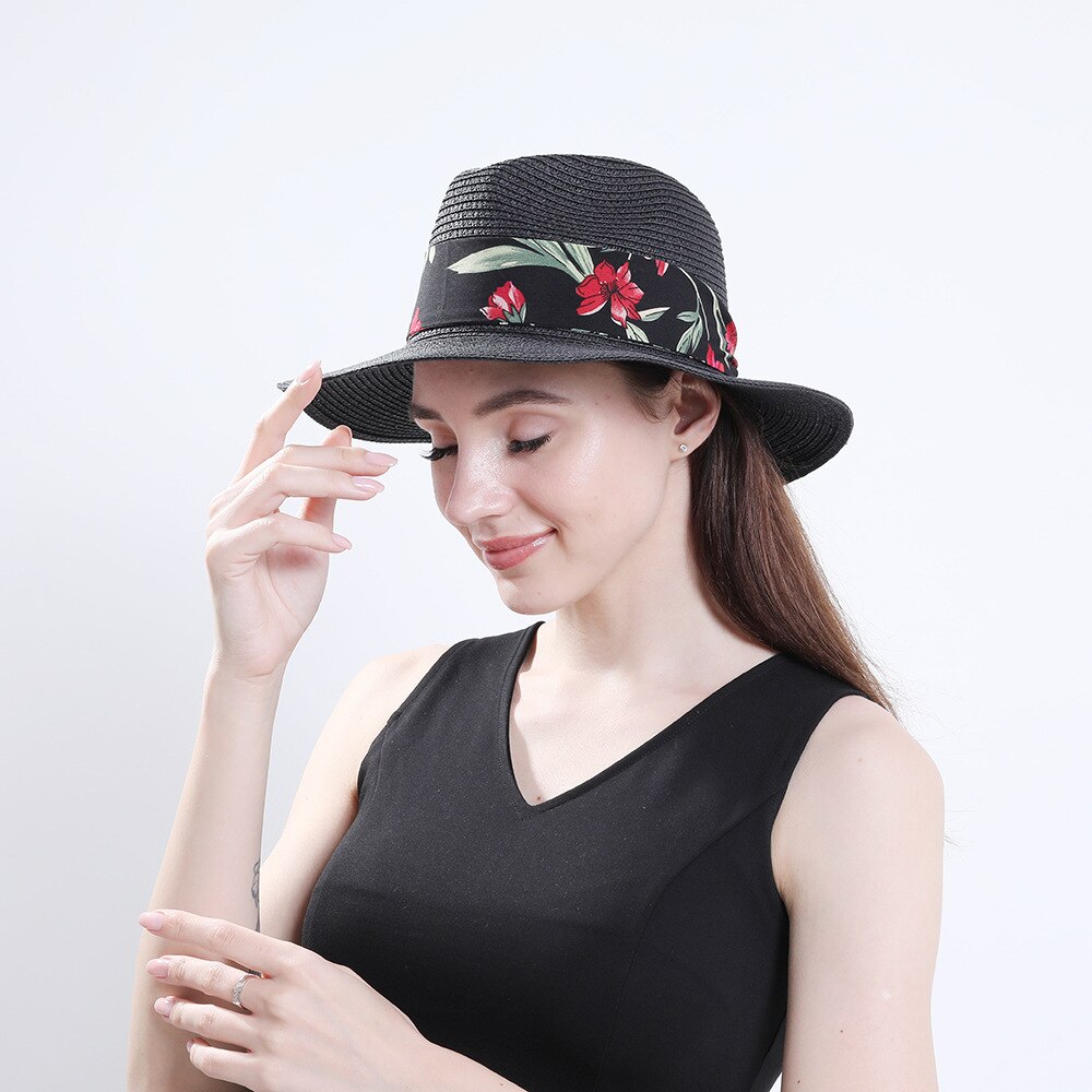 Dameshoed zomer brede rand strohoeden grote zonnehoeden uv-bescherming panama floppy strandhoeden dames strikhoed dames fedora's