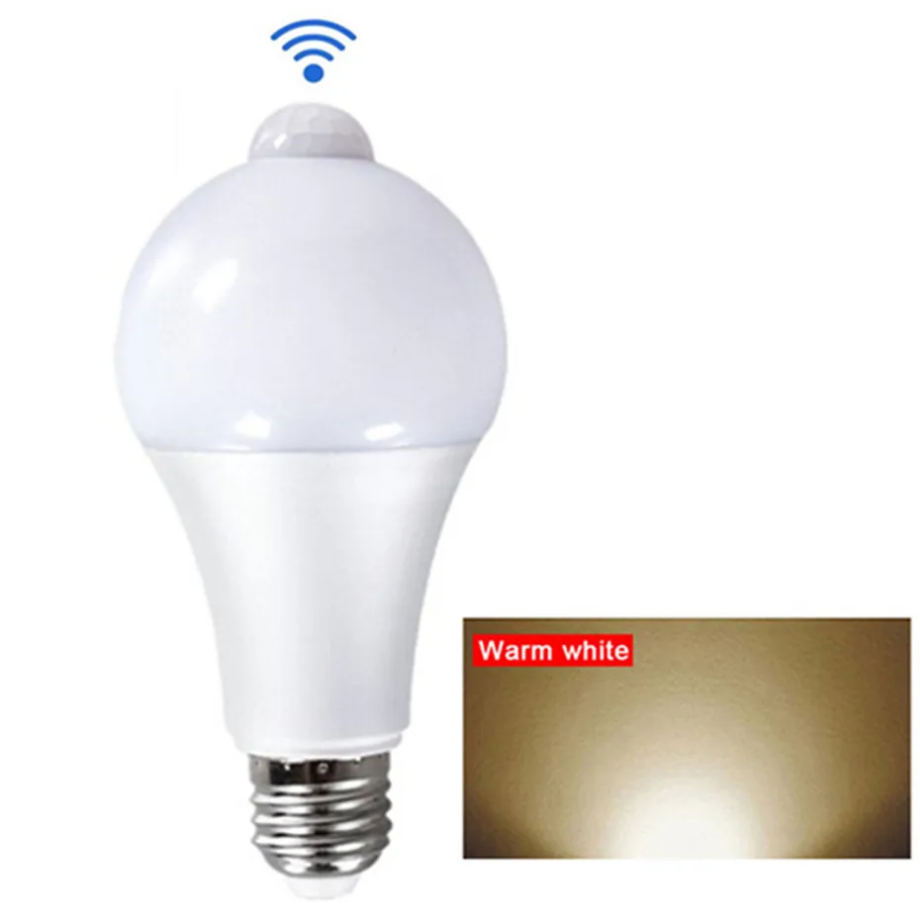 220V E27 PIR Motion Sensor Lamp 9W 12W 15W 18W 20W LED Bulb With Motion Sensor Infrared Radiation Motion Detector Security Light: WHITE / Warm White / 32 W