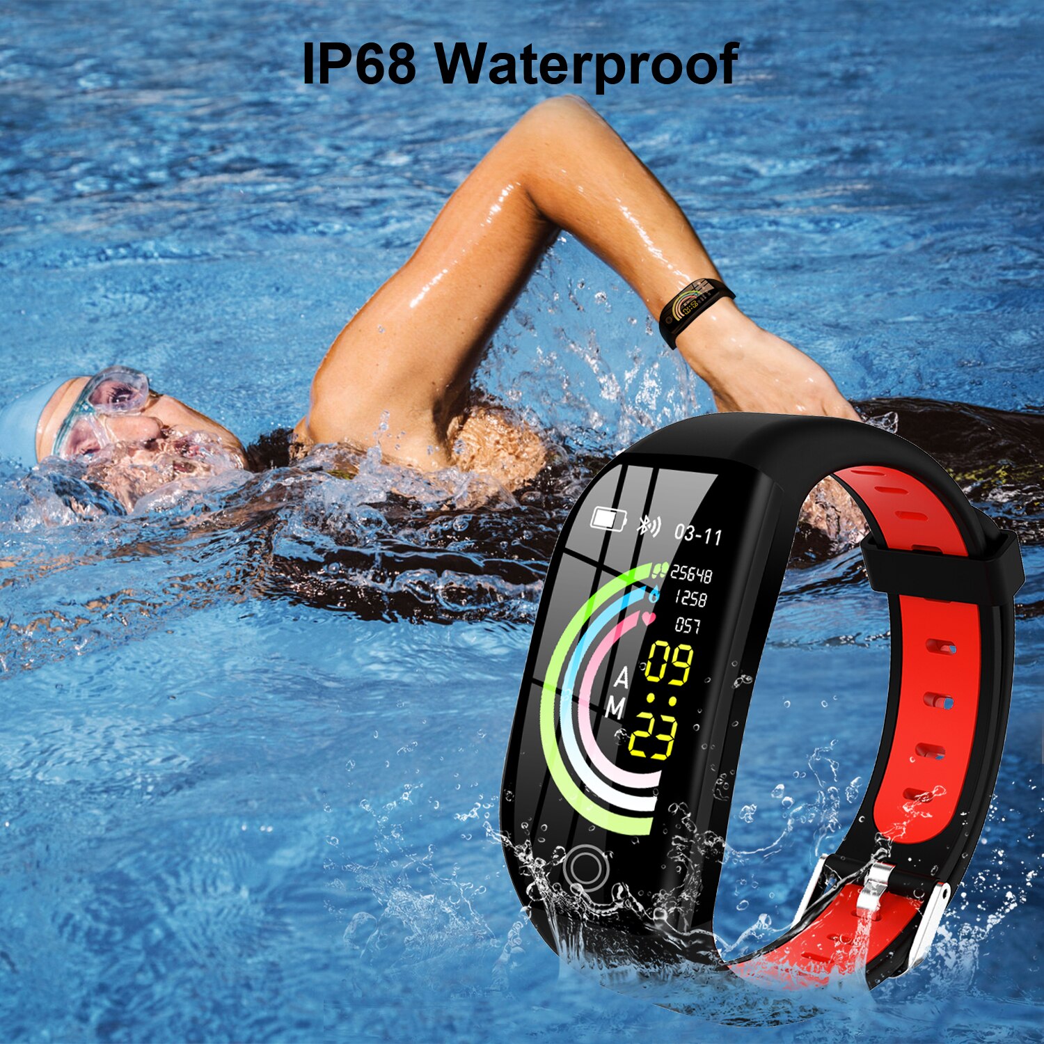 F21 Fitness Trackers IP68 Waterproof Activity Tracker IP68 Waterproof Heart Rate Blood Pressure Sleep Monitor for Women Men Kids