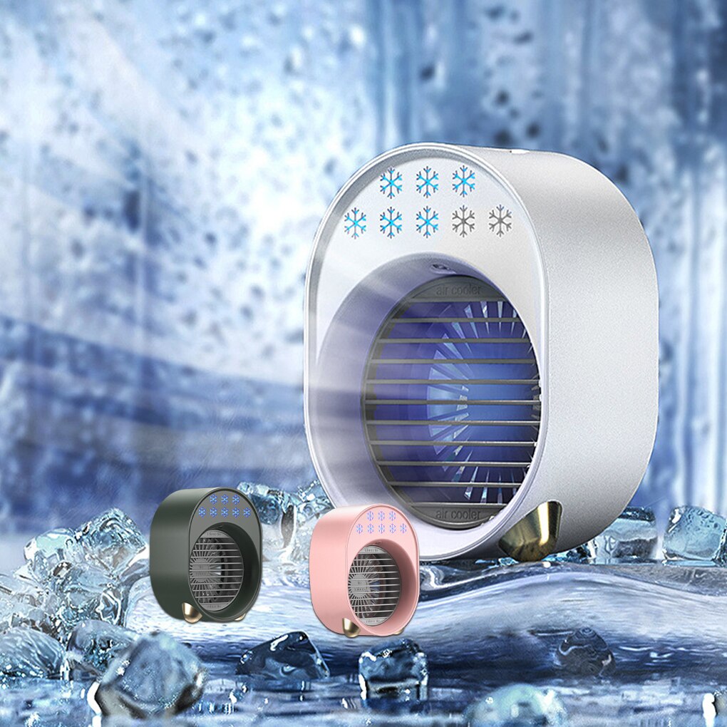 Fan 3W USB Water Cooling Fan with LED Light Summer Cooler Home Office Desktop Cooling Tool