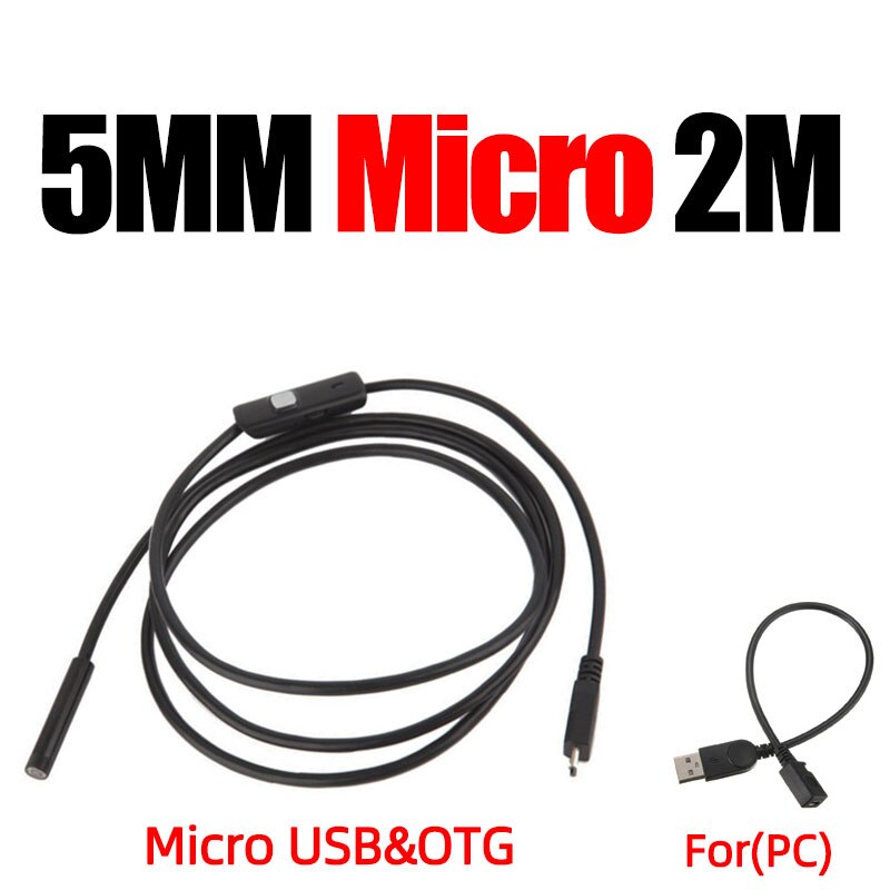 Endoskop til android telefon type c endoskopisk led  ip67 inspektionskamera endoskop smartphone til biler endoskop type c fleksibel: 5.5mm 2m