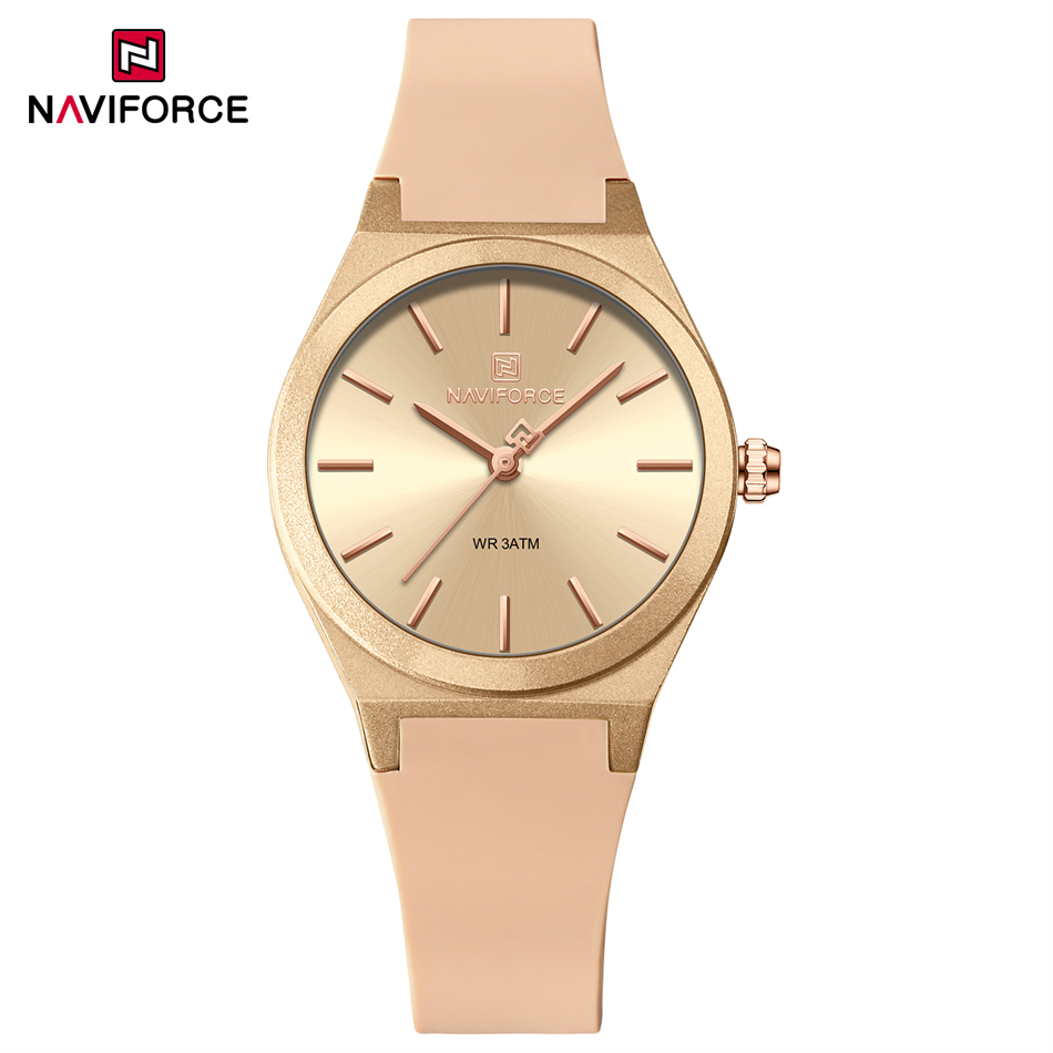 NAVIFORCE 2025 Vrouwen Mode Horloges Quartz Horloge Sport Siliconen Band Dames Horloges Eenvoudige Klok relogios feminino: Goud